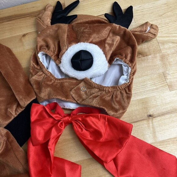 Reindeer Costume Hat Bodysuit Booties Christmas Holiday Toddler Size 3T / 100 - Picture 2 of 7